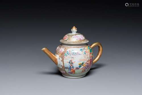 A Chinese famille rose 'Mandarin subject' teapot and cover, ...