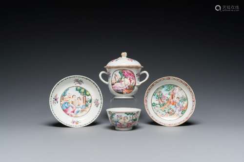 Four pieces of Chinese export porcelain with mythological an...