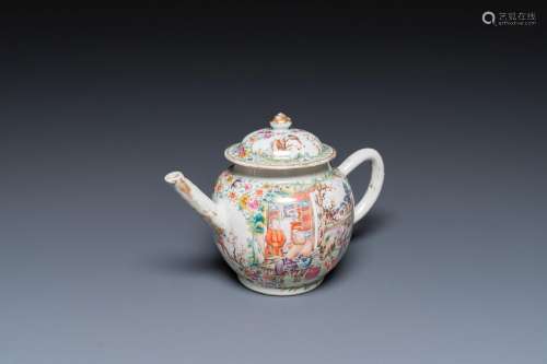 A fine Chinese famille rose 'mandarin subject' teapot and co...
