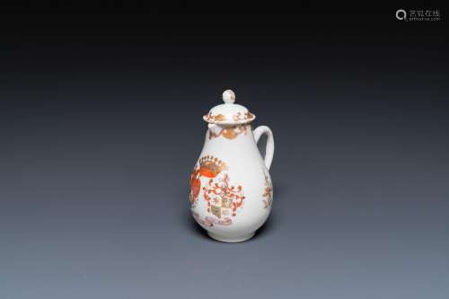 A Chinese famille rose armorial jug and cover with the arms ...