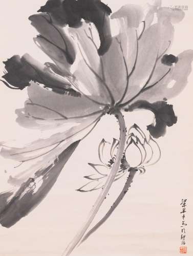 Liang Danfong 梁丹丰 (1935-2021): 'Lotus', ink on paper, dat...