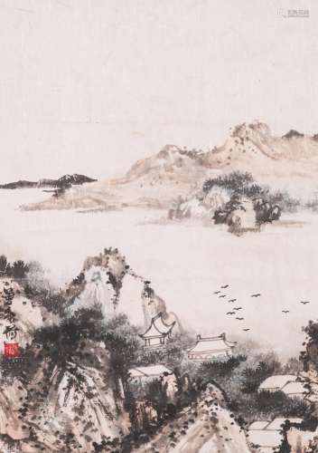 Zeng Youhe 曾幼荷 (1925-2017): 'Landscape', ink and colour o...