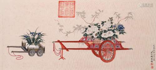 Follower of Qu Zhaolin 屈兆麟 (1866-1937): 'Three chariots w...