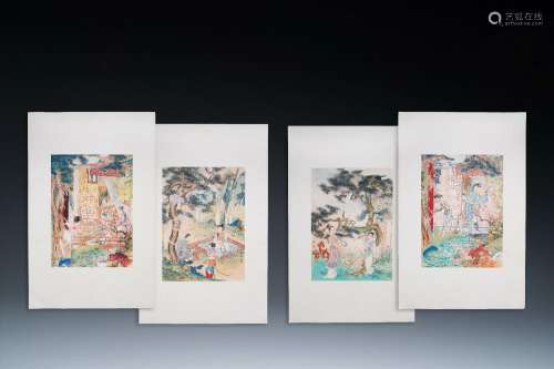 Hu Yefo 胡也佛 (1908-1980): 'Four scenes from Xi Xiang Ji', ...