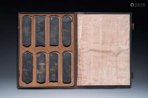 A Chinese case with eight ink cakes, Liang Huai Gong Mo 两淮...