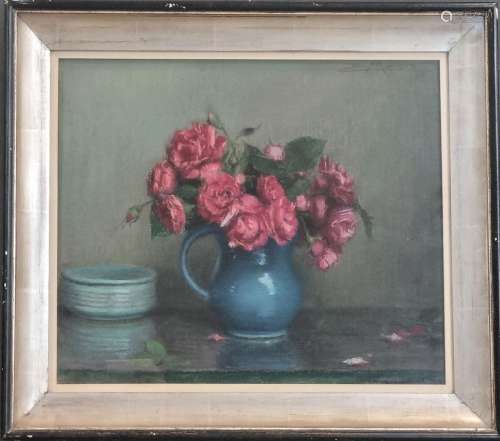 Edouard MASSON (1881-1950) Pastel \" bouquet de roses\&...