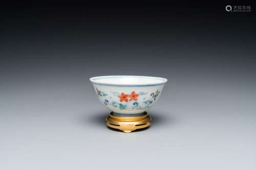 A Chinese doucai bowl with floral design, Yongzheng mark and...