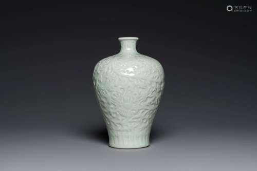 A Chinese celadon-glazed 'lotus scroll' 'meiping' vase, Kang...
