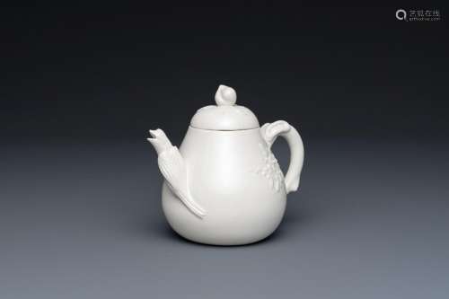 A Chinese Dehua blanc de Chine teapot, inscribed Yi Gong, 18...