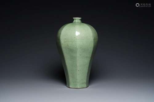 A large Chinese celadon-glazed octagonal 'meiping' vase, 18/...