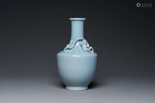 A Chinese monochrome clair-de-lune-glazed vase, Yongzheng ma...