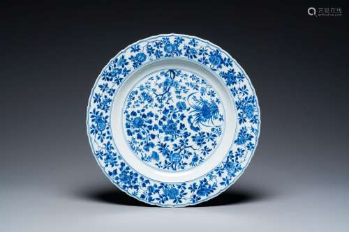 A Chinese blue and white 'four seasons' dish, Kangxi mark an...