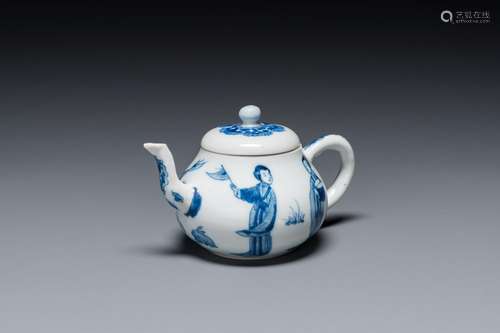 A Chinese blue and white 'Long Eliza' teapot and cover, Chen...