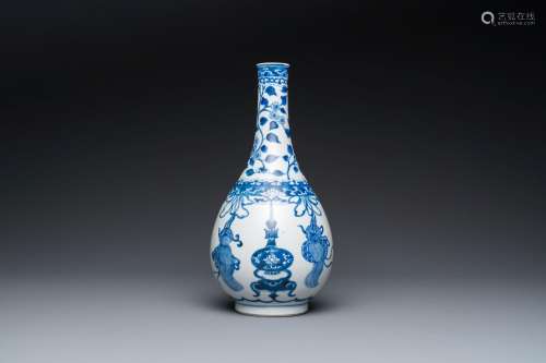 A Chinese blue and white bottle vase, Kangxi