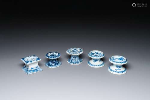 Five Chinese blue and white salts, Kangxi