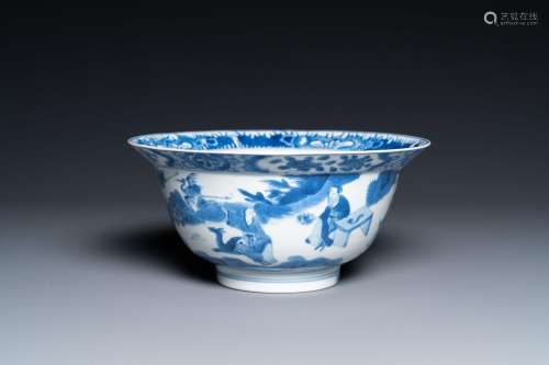 A Chinese blue and white 'klapmuts' bowl, Kangxi mark and of...