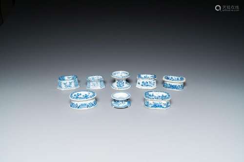 Eight Chinese blue and white salts, Kangxi and later