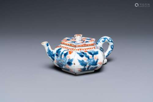 A Chinese hexagonal Imari-style teapot and cover, Kangxi