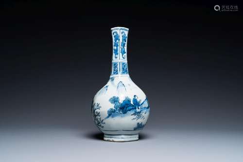 A Chinese blue and white 'Wang Xizhi' bottle vase, Transitio...