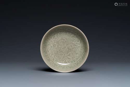 A small Chinese Yaozhou celadon bowl, Song or later