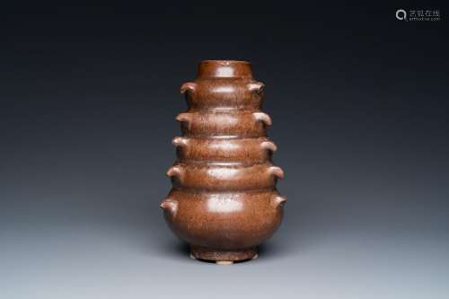 A Chinese monochrome brown-glazed vase, Song