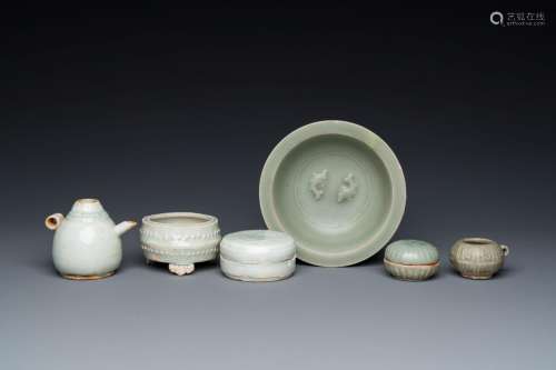 Six Chinese celadon- and qingbai-glazed wares, Song and late...