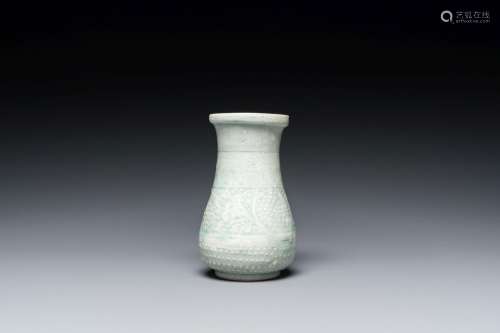 A Chinese pear-shaped qingbai vase, Song/Jin