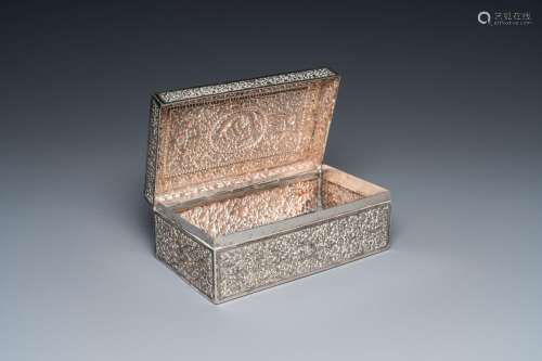 A rectangular Thai silver box, 19/20th C.