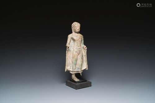 A Thai bronze standing Buddha in Dvaravati-style, probably 7...