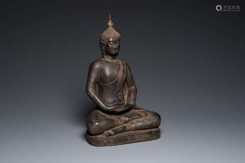 A large bronze Mandalay-style Buddha, probably Burma, 19th C...