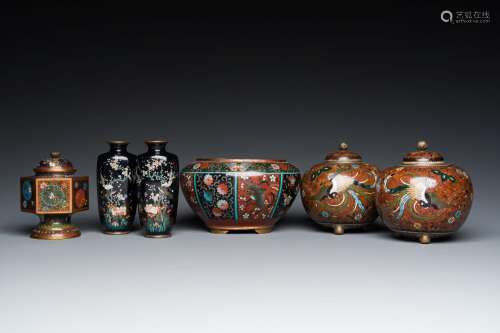 Six Japanese cloisonné wares, Meiji, 19/20th C.