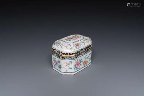 A Chinese Canton enamel box and cover with floral design, Yo...