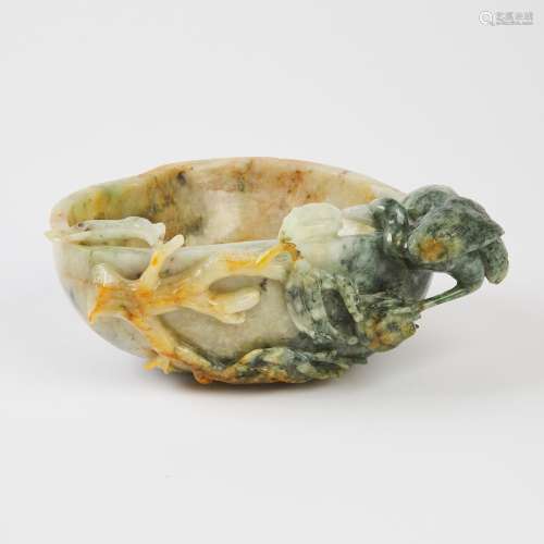 A Large White, Green and Russet Agate Washer, Early Qing Dyn...