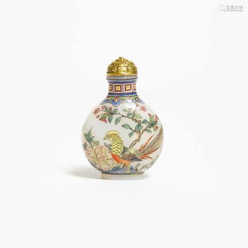 An Imperial-Style Famille Rose Enameled Glass Snuff Bottle, ...