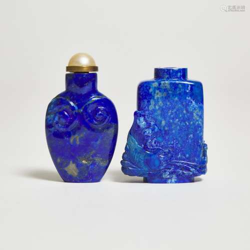 Two Lapis Lazuli Snuff Bottles, 19th/20th Century, 晚清/民国...