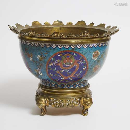 A Large Cloisonné Enamel 'Dragon' Jardinière, Qing Dynasty, ...