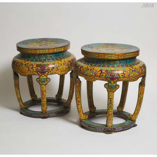 A Pair of Cloisonné Enamel Barrel Stools, Republican Period ...