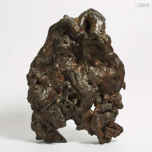 A Carved Rootwood Scholar's Mountain, Qing Dynasty, 清 根雕山...