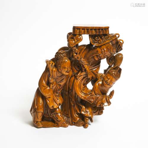 A Large Boxwood Carved 'Figural Group' Stand, 19th/20th Cent...