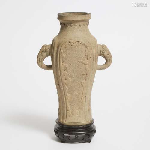 A Shiwan Pottery Vase, Signed Sheng Ming, Ming Dynasty (1368...