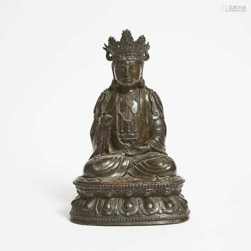 A Large Bronze Figure of Guanyin, Ming Dynasty (1368-1644), ...