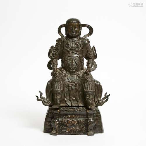 A Large Bronze Figure of Zhenwu, Ming Dynasty (1368-1644), 明...