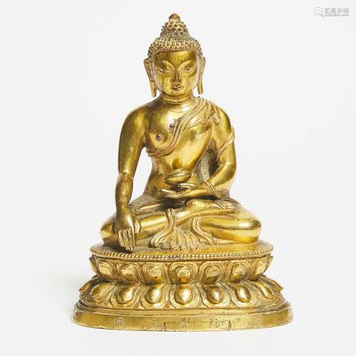 A Gilt Bronze Figure of Shakyamuni Buddha, Qianlong Period (...