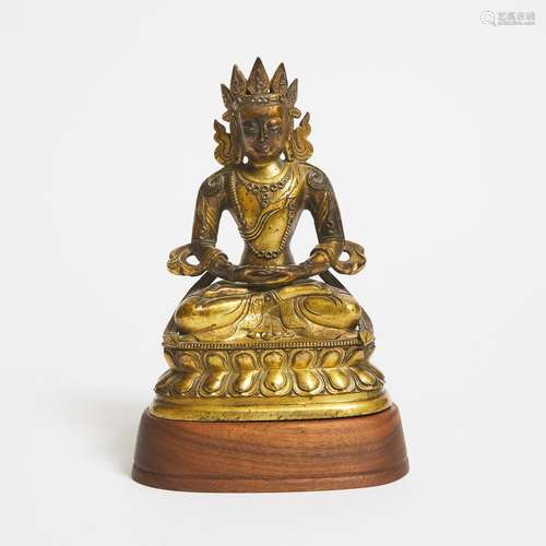 A Sino-Tibetan Gilt Bronze Figure of Buddha, Qing Dynasty, 1...