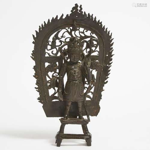 A Sino-Tibetan Bronze Figure of Vaisravana, Ming Dynasty (13...