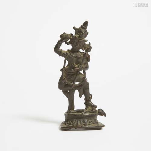 A Small Bronze Figure of Vajrapani, 15th/16th Century, heigh...