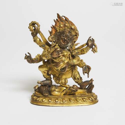 A Sino-Tibetan Gilt Bronze Figure of Mahakala, 19th/20th Cen...