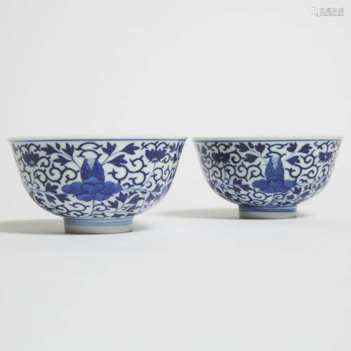A Fine Pair of Blue and White ‘Pomegranate’ Bowls, Guangxu M...