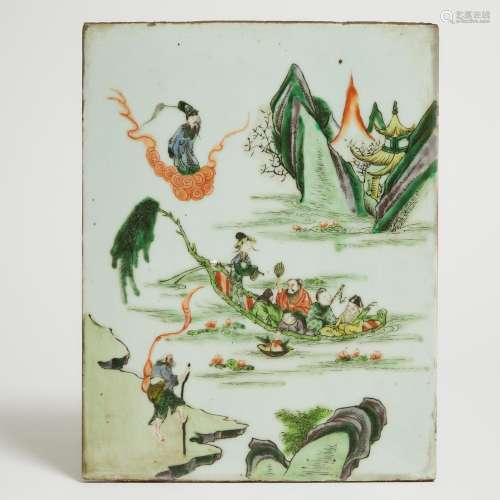 A Famille Verte 'Eight Immortals' Porcelain Panel, 19th Cent...