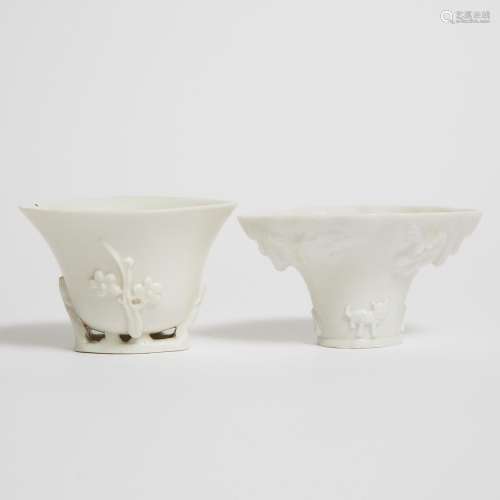 Two Dehua Blanc de Chine Libation Cups, Kangxi Period (1662-...
